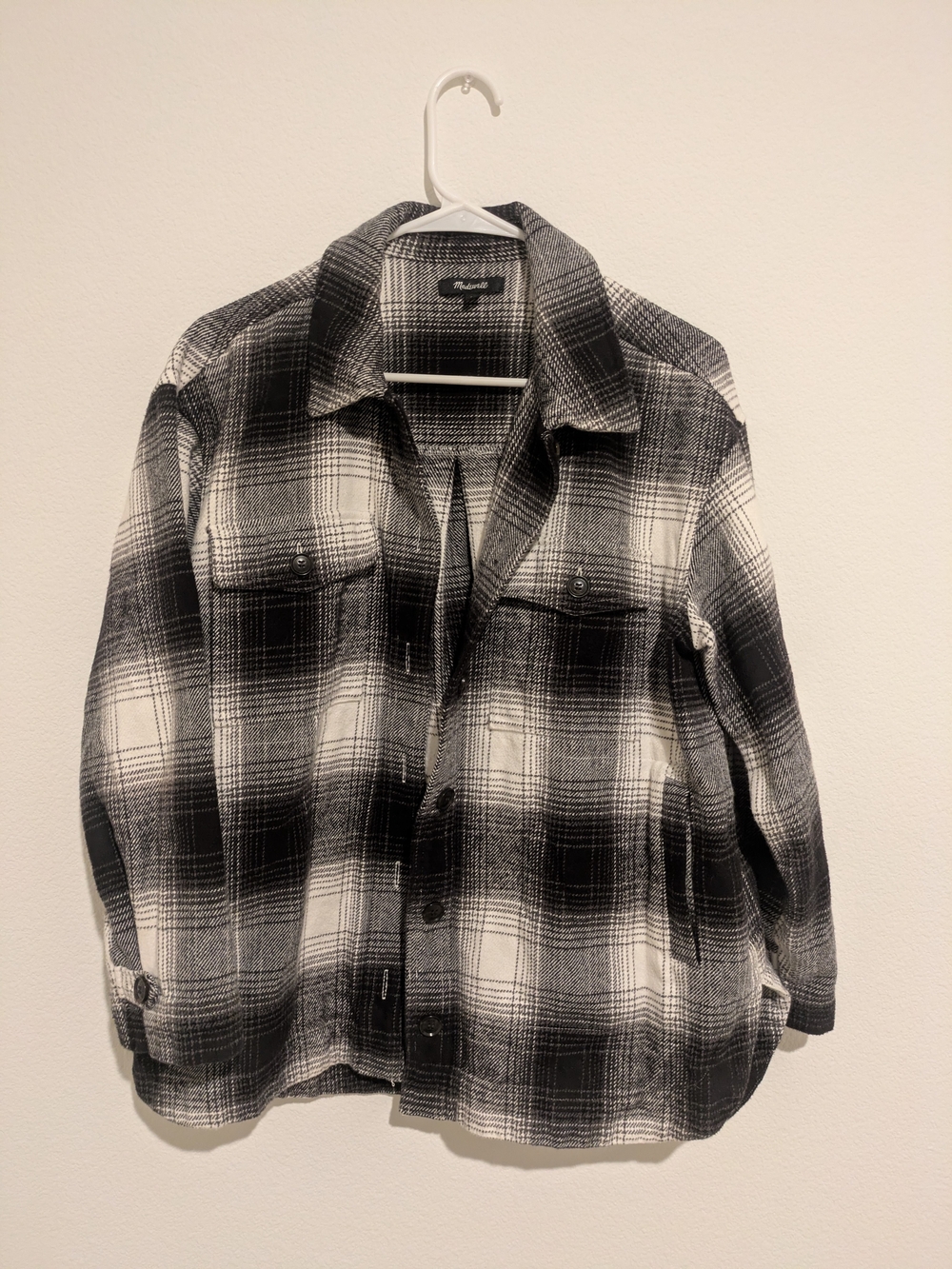Madewell Women's Black and White Plaid Utility Jacket Shacket Size L